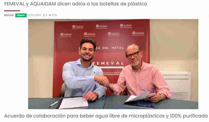 FEMEVAL y Aquaidam colaboración contra botellas de plástico
