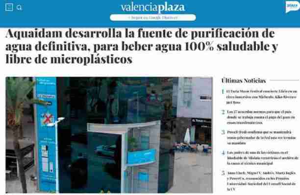 Aquaidam en Valencia Plaza fuente de purificación de agua